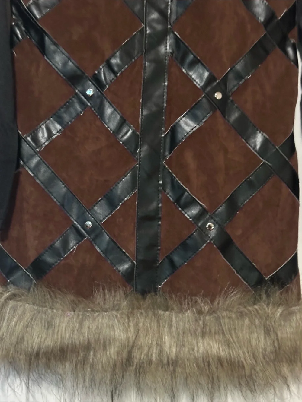 Viking Warrior Dress Costume Designed Brown Faux-Suede Quilted Cape Sz S 4-